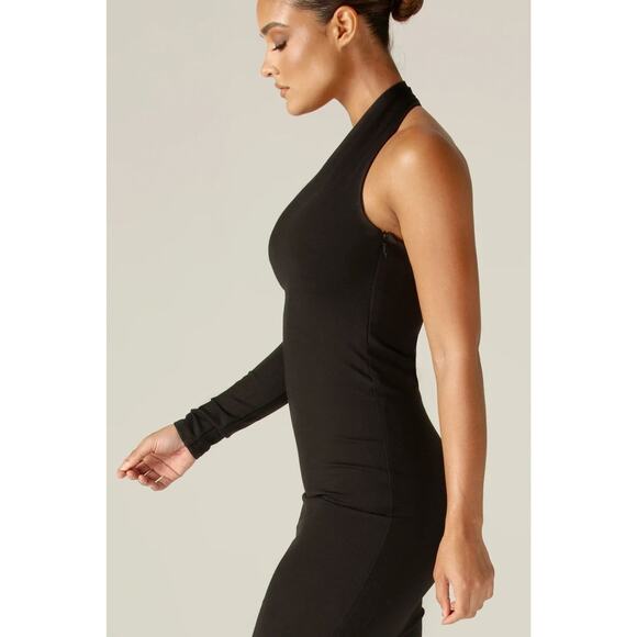 EUC Alieva Dasha Black One Shoulder Midi Dress Size Small Asymmetrical Bodycon - Picture 11 of 14